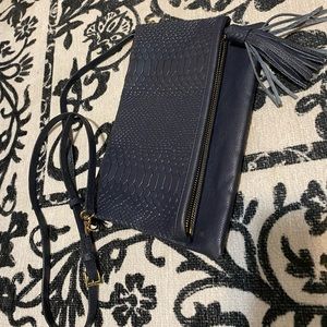 Navy snake pattern fold over bag